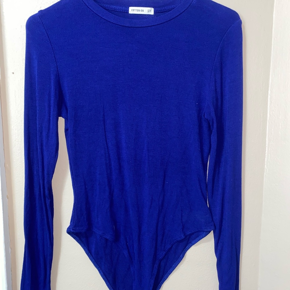 Blue Ribbed Bodysuit